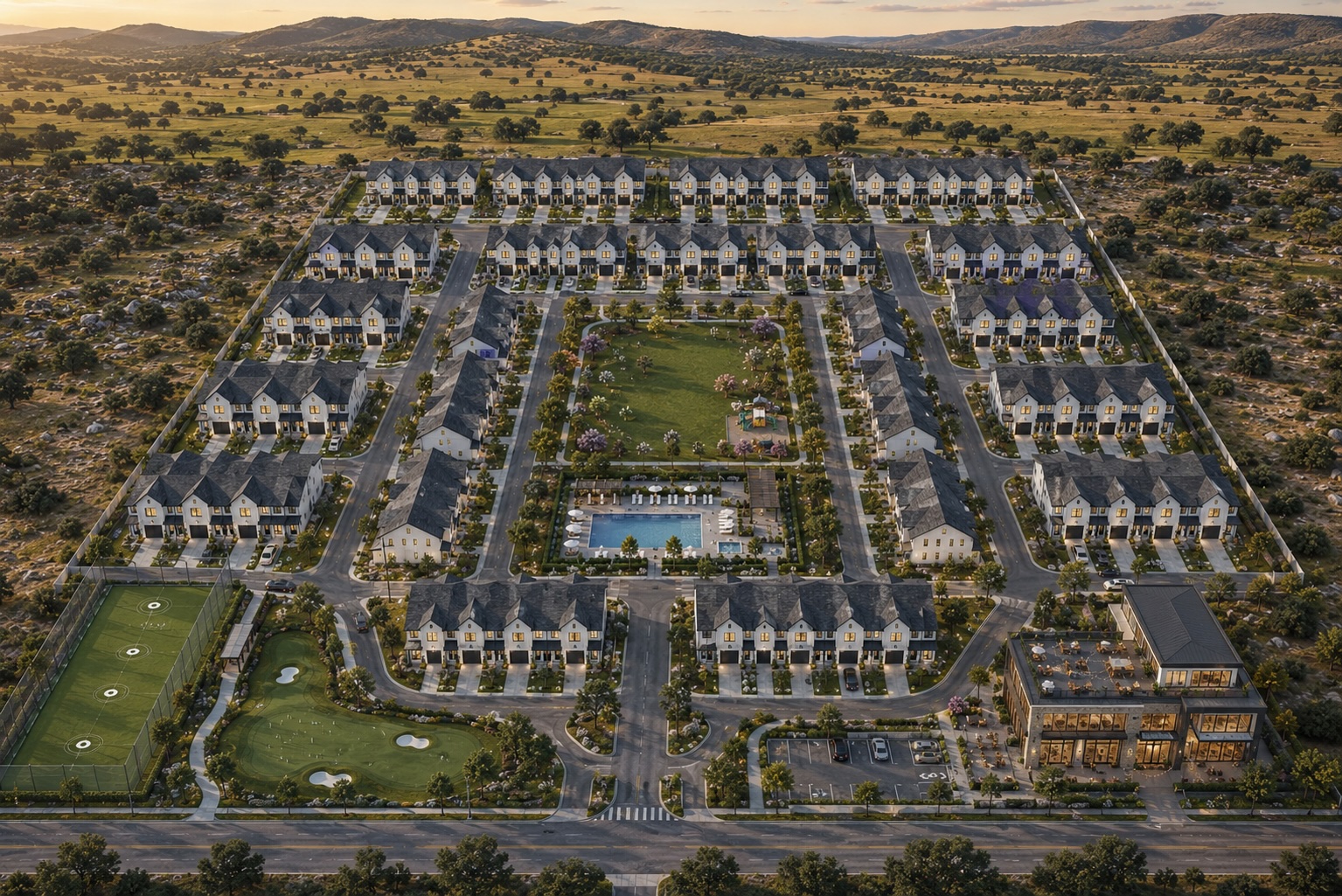 Cedar Bluff Site Plan — 86 Units, Quadplex + Triplex + Retail